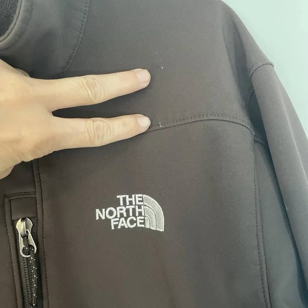 The North Face TNF Apex Jacket Mens Medium Brown Softshell Full Zip Fleece Lined